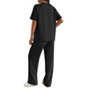 image:imageEkouaer Lounge Sets for Women 2 Piece Matching Travel Outfits 2026 Loose Short Sleeve Top Wide Leg Pants PocketsBlack