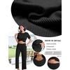image:imageEkouaer Lounge Sets for Women 2 Piece Matching Travel Outfits 2026 Loose Short Sleeve Top Wide Leg Pants PocketsBlack