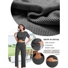image:imageEkouaer Lounge Sets for Women 2 Piece Matching Travel Outfits 2026 Loose Short Sleeve Top Wide Leg Pants PocketsDark Grey