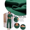 image:imageEkouaer Lounge Sets for Women 2 Piece Matching Travel Outfits 2026 Loose Short Sleeve Top Wide Leg Pants PocketsForestgreen