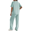 image:imageEkouaer Lounge Sets for Women 2 Piece Matching Travel Outfits 2026 Loose Short Sleeve Top Wide Leg Pants PocketsGlacial Green