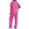 image:imageEkouaer Lounge Sets for Women 2 Piece Matching Travel Outfits 2026 Loose Short Sleeve Top Wide Leg Pants PocketsHot Pink
