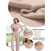 image:imageEkouaer Lounge Sets for Women 2 Piece Matching Travel Outfits 2026 Loose Short Sleeve Top Wide Leg Pants PocketsLight Khaki
