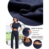 image:imageEkouaer Lounge Sets for Women 2 Piece Matching Travel Outfits 2026 Loose Short Sleeve Top Wide Leg Pants PocketsNavy Blue