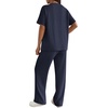 image:imageEkouaer Lounge Sets for Women 2 Piece Matching Travel Outfits 2026 Loose Short Sleeve Top Wide Leg Pants PocketsNavy Blue