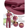 image:imageEkouaer Lounge Sets for Women 2 Piece Matching Travel Outfits 2026 Loose Short Sleeve Top Wide Leg Pants PocketsRose Red