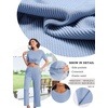 image:imageEkouaer Lounge Sets for Women 2 Piece Matching Travel Outfits 2026 Loose Short Sleeve Top Wide Leg Pants PocketsSky Blue