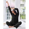 image:imageEkouaer Lounge Sets for Women Comfy Ribbed Knit Pajamas Fall Long Sleeve Sleepwear 2 Piece Casual LoungewearSXXLBlack