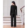 image:imageEkouaer Lounge Sets for Women Comfy Ribbed Knit Pajamas Fall Long Sleeve Sleepwear 2 Piece Casual LoungewearSXXLBlack