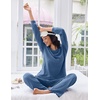 image:imageEkouaer Lounge Sets for Women Comfy Ribbed Knit Pajamas Fall Long Sleeve Sleepwear 2 Piece Casual LoungewearSXXLBlue