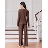 image:imageEkouaer Lounge Sets for Women Comfy Ribbed Knit Pajamas Fall Long Sleeve Sleepwear 2 Piece Casual LoungewearSXXLBrown