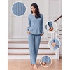 image:imageEkouaer Lounge Sets for Women Comfy Ribbed Knit Pajamas Fall Long Sleeve Sleepwear 2 Piece Casual LoungewearSXXLClear Blue