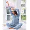 image:imageEkouaer Lounge Sets for Women Comfy Ribbed Knit Pajamas Fall Long Sleeve Sleepwear 2 Piece Casual LoungewearSXXLClear Blue
