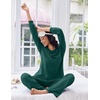 image:imageEkouaer Lounge Sets for Women Comfy Ribbed Knit Pajamas Fall Long Sleeve Sleepwear 2 Piece Casual LoungewearSXXLDark Green