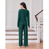 image:imageEkouaer Lounge Sets for Women Comfy Ribbed Knit Pajamas Fall Long Sleeve Sleepwear 2 Piece Casual LoungewearSXXLDark Green