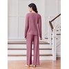 image:imageEkouaer Lounge Sets for Women Comfy Ribbed Knit Pajamas Fall Long Sleeve Sleepwear 2 Piece Casual LoungewearSXXLPurple Red