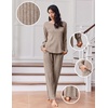 image:imageEkouaer Lounge Sets for Women Comfy Ribbed Knit Pajamas Fall Long Sleeve Sleepwear 2 Piece Casual LoungewearSXXLTea Grey