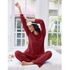 image:imageEkouaer Lounge Sets for Women Comfy Ribbed Knit Pajamas Fall Long Sleeve Sleepwear 2 Piece Casual LoungewearSXXLWine Red