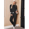 image:imageEkouaer Lounge Sets for Women Ribbed Knit Outfits Pajamas Sets 2 Piece Long Sleeve Sweatsuits with PocketsBlack