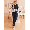 image:imageEkouaer Lounge Sets for Women Ribbed Knit Outfits Pajamas Sets 2 Piece Long Sleeve Sweatsuits with PocketsBlue