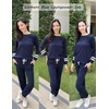image:imageEkouaer Lounge Sets for Women Ribbed Knit Outfits Pajamas Sets 2 Piece Long Sleeve Sweatsuits with PocketsBlue