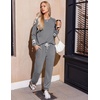 image:imageEkouaer Lounge Sets for Women Ribbed Knit Outfits Pajamas Sets 2 Piece Long Sleeve Sweatsuits with PocketsDark Grey