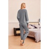 image:imageEkouaer Lounge Sets for Women Ribbed Knit Outfits Pajamas Sets 2 Piece Long Sleeve Sweatsuits with PocketsDark Grey
