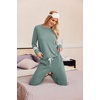 image:imageEkouaer Lounge Sets for Women Ribbed Knit Outfits Pajamas Sets 2 Piece Long Sleeve Sweatsuits with PocketsGreen