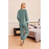 image:imageEkouaer Lounge Sets for Women Ribbed Knit Outfits Pajamas Sets 2 Piece Long Sleeve Sweatsuits with PocketsGreen