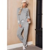 image:imageEkouaer Lounge Sets for Women Ribbed Knit Outfits Pajamas Sets 2 Piece Long Sleeve Sweatsuits with PocketsGrey