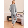 image:imageEkouaer Lounge Sets for Women Ribbed Knit Outfits Pajamas Sets 2 Piece Long Sleeve Sweatsuits with PocketsGrey