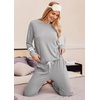 image:imageEkouaer Lounge Sets for Women Ribbed Knit Outfits Pajamas Sets 2 Piece Long Sleeve Sweatsuits with PocketsGrey