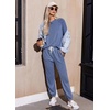 image:imageEkouaer Lounge Sets for Women Ribbed Knit Outfits Pajamas Sets 2 Piece Long Sleeve Sweatsuits with PocketsGrey Blue