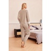 image:imageEkouaer Lounge Sets for Women Ribbed Knit Outfits Pajamas Sets 2 Piece Long Sleeve Sweatsuits with PocketsKhaki