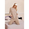 image:imageEkouaer Lounge Sets for Women Ribbed Knit Outfits Pajamas Sets 2 Piece Long Sleeve Sweatsuits with PocketsKhaki