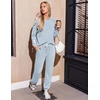 image:imageEkouaer Lounge Sets for Women Ribbed Knit Outfits Pajamas Sets 2 Piece Long Sleeve Sweatsuits with PocketsLight Blue