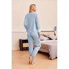 image:imageEkouaer Lounge Sets for Women Ribbed Knit Outfits Pajamas Sets 2 Piece Long Sleeve Sweatsuits with PocketsLight Blue