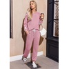 image:imageEkouaer Lounge Sets for Women Ribbed Knit Outfits Pajamas Sets 2 Piece Long Sleeve Sweatsuits with PocketsPink