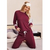 image:imageEkouaer Lounge Sets for Women Ribbed Knit Outfits Pajamas Sets 2 Piece Long Sleeve Sweatsuits with PocketsWine Red