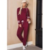 image:imageEkouaer Lounge Sets for Women Ribbed Knit Outfits Pajamas Sets 2 Piece Long Sleeve Sweatsuits with PocketsWine Red