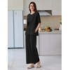 image:imageEkouaer Lounge Sets for Women Short Sleeve Pullover Tops and Long Pants Soft Pajamas Set 2 Piece Outfits SXXLBlack
