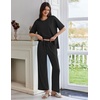 image:imageEkouaer Lounge Sets for Women Short Sleeve Pullover Tops and Long Pants Soft Pajamas Set 2 Piece Outfits SXXLBlack