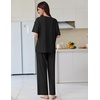 image:imageEkouaer Lounge Sets for Women Short Sleeve Pullover Tops and Long Pants Soft Pajamas Set 2 Piece Outfits SXXLBlack