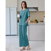image:imageEkouaer Lounge Sets for Women Short Sleeve Pullover Tops and Long Pants Soft Pajamas Set 2 Piece Outfits SXXLBlue Green