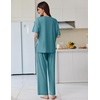 image:imageEkouaer Lounge Sets for Women Short Sleeve Pullover Tops and Long Pants Soft Pajamas Set 2 Piece Outfits SXXLBlue Green