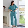 image:imageEkouaer Lounge Sets for Women Short Sleeve Pullover Tops and Long Pants Soft Pajamas Set 2 Piece Outfits SXXLBlue Green