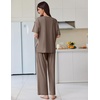 image:imageEkouaer Lounge Sets for Women Short Sleeve Pullover Tops and Long Pants Soft Pajamas Set 2 Piece Outfits SXXLBrown