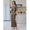 image:imageEkouaer Lounge Sets for Women Short Sleeve Pullover Tops and Long Pants Soft Pajamas Set 2 Piece Outfits SXXLBrown