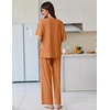 image:imageEkouaer Lounge Sets for Women Short Sleeve Pullover Tops and Long Pants Soft Pajamas Set 2 Piece Outfits SXXLCamel