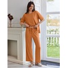 image:imageEkouaer Lounge Sets for Women Short Sleeve Pullover Tops and Long Pants Soft Pajamas Set 2 Piece Outfits SXXLCamel